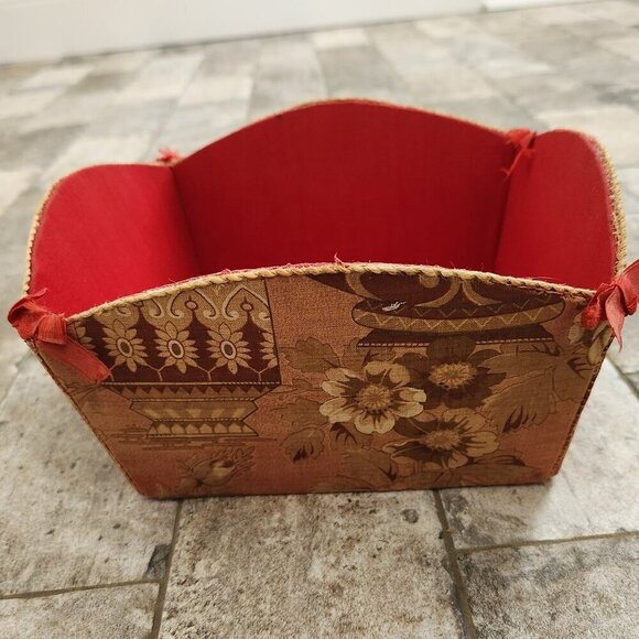 Vintage Handmade Linen Sewing Basket - Picture 2 of 5